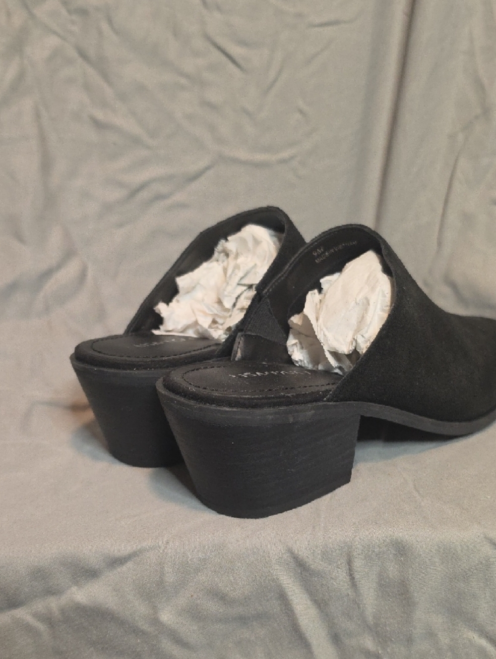 Black Suede Slip-On Mule Heels for Women NWOT - Picture 3 of 5
